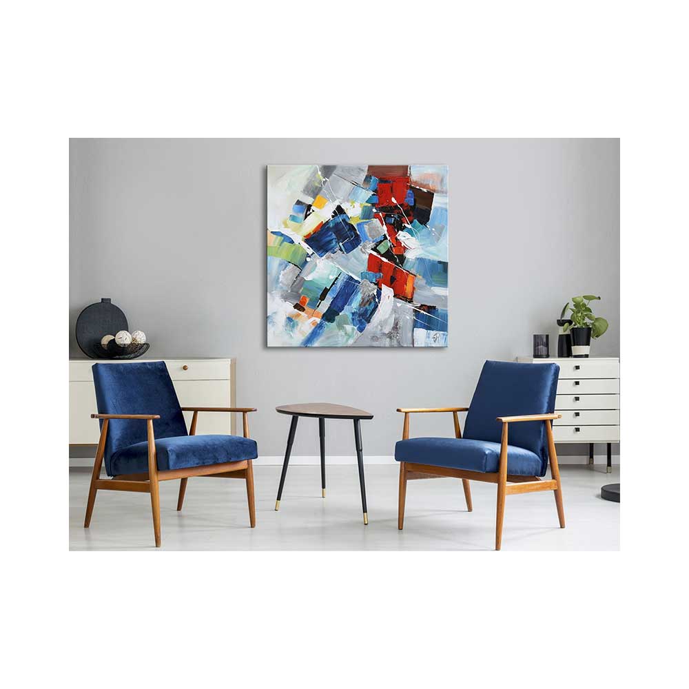 ADM Quadro Astratto Blu, Rosso e Bianco WF008X1