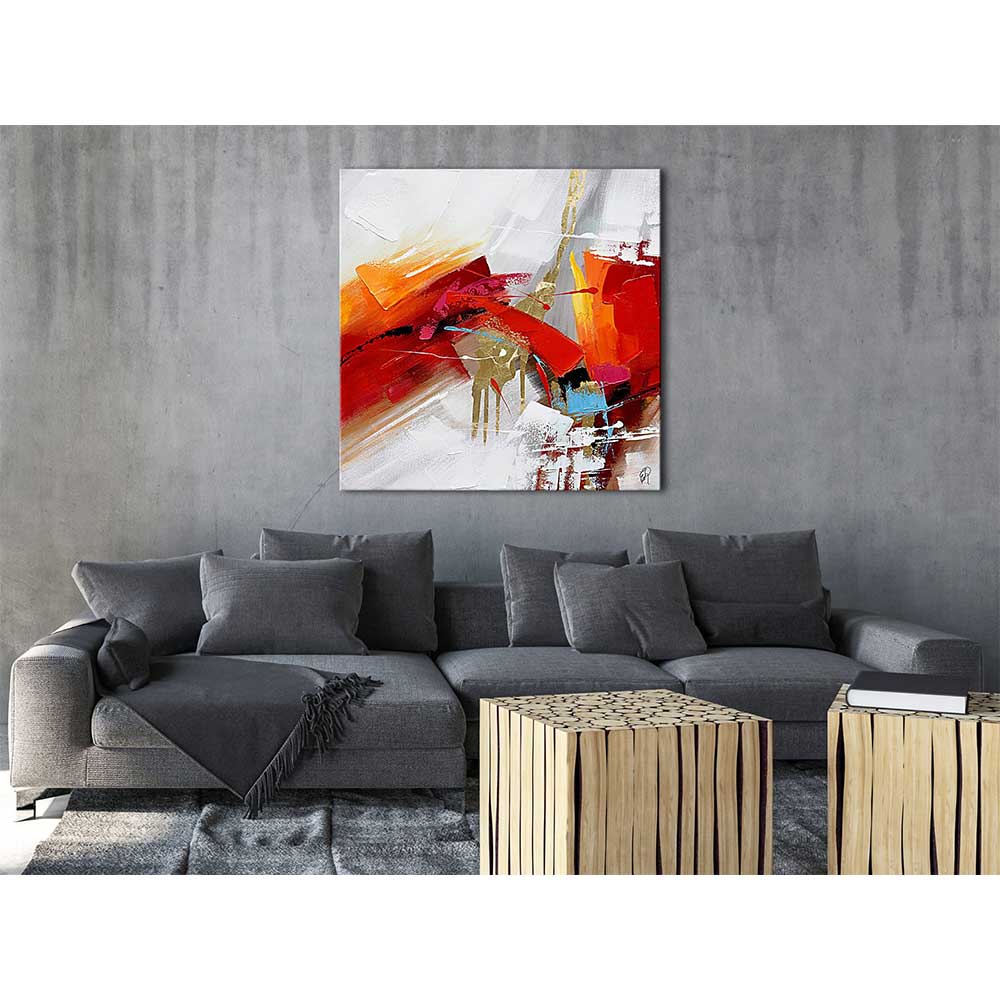 ADM Quadro Astratto Rosso, Arancione, Bianco WF009X1