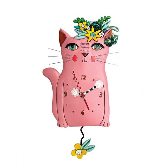 Allen Design Orologio a Pendolo Pretty Kitty Pink P2160