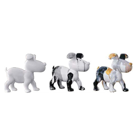 Ambienti Glamour Set 3 Sculture Black & White Lapdog 44C104