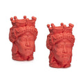 Palais Royal Coppia di Teste di Moro Rosso Corallo 28 cm