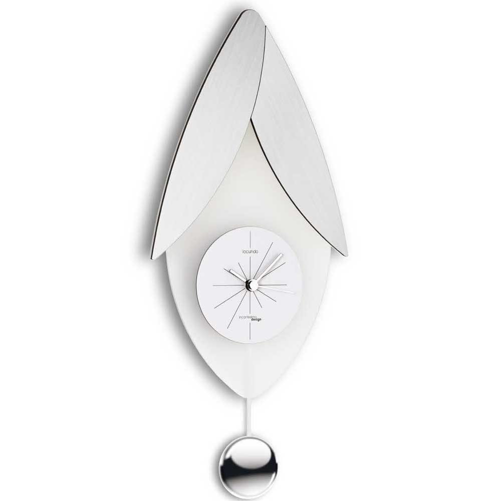Incantesimo Design Orologio da Parete Locundo Pendolo Metal Bianco