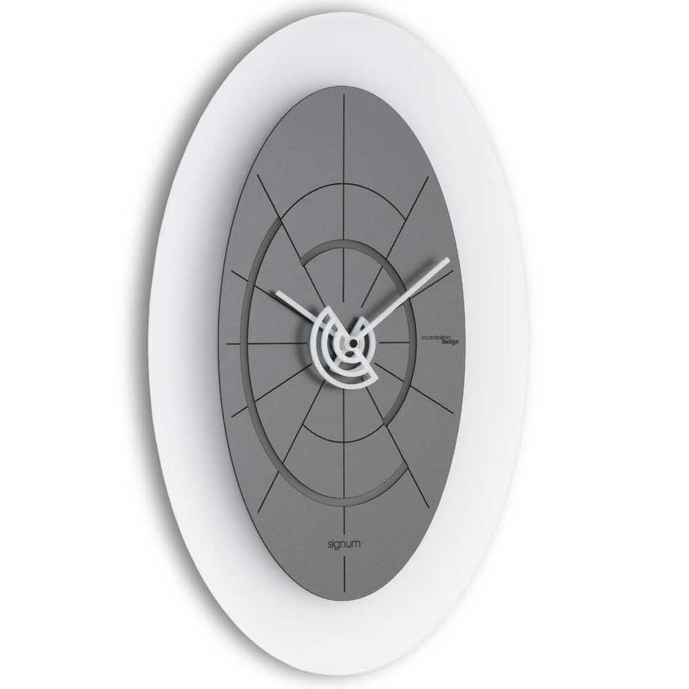 Incantesimo Design Orologio da Parete Signum Ovale Grigio Fumo