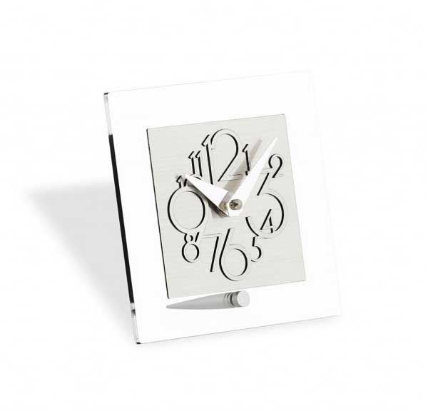 Incantesimo Design Table Clock Metropolis Brushed Metal